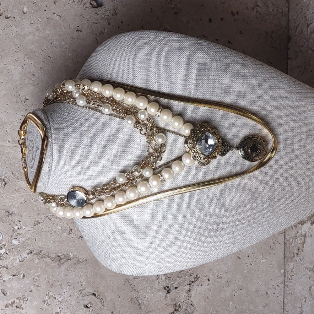 4pc Bundle Assorted Goldtone/Pearl Necklaces